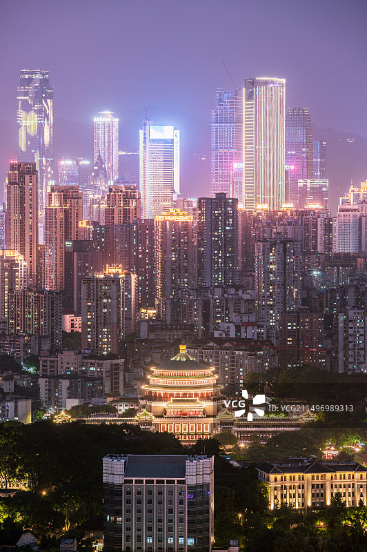 重庆城市风光大礼堂夜景图片素材