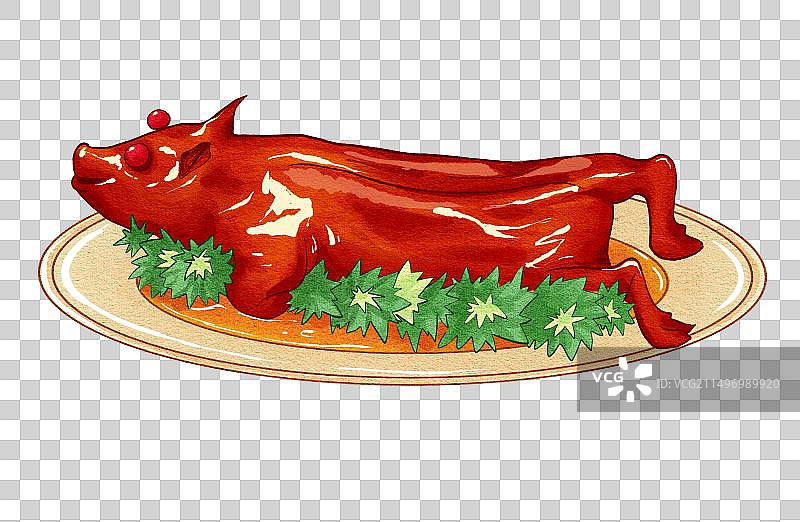 中国传统美食粤菜烤乳猪图片素材