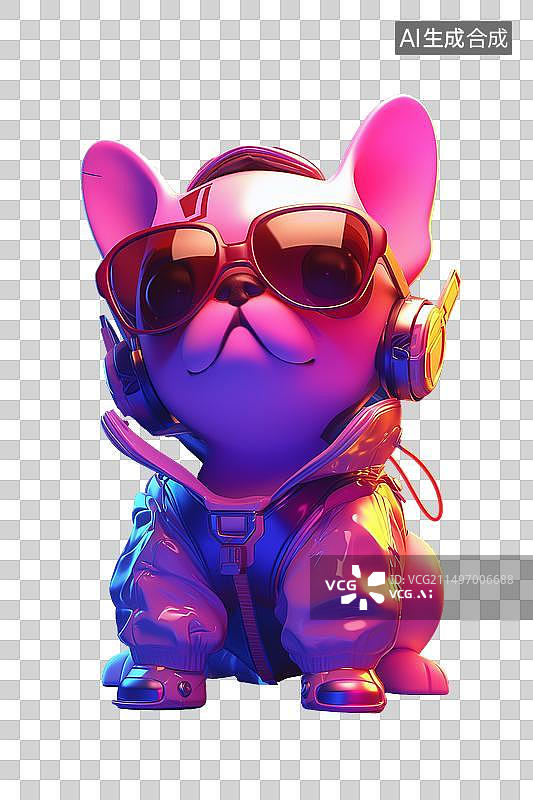 【AI数字艺术】白底透明墨镜狗3D卡通素材免抠插画元素图片素材