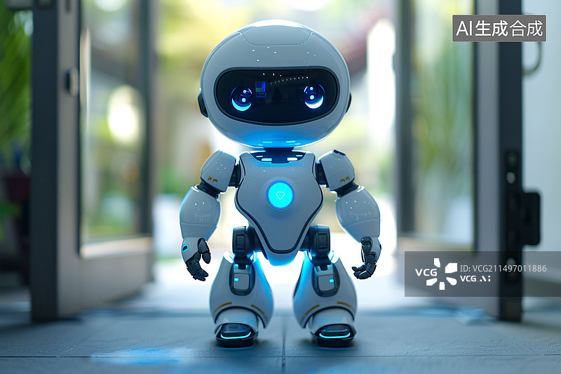 【AI数字艺术】机器人穿过未来大门科幻未来金属场景插图图片素材