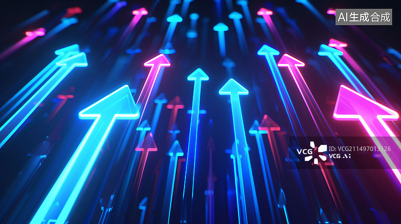 【AI数字艺术】金融科技向上箭头图表股市金融经济增长插图图片素材