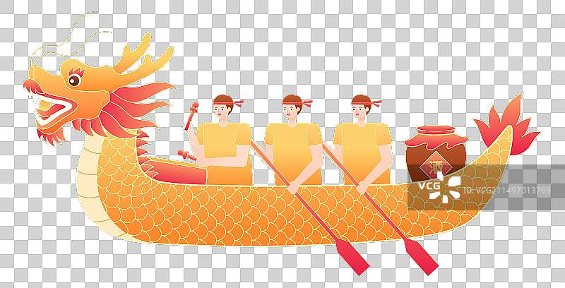 中国传统节日端午节赛龙舟粽子矢量元素插画图片素材