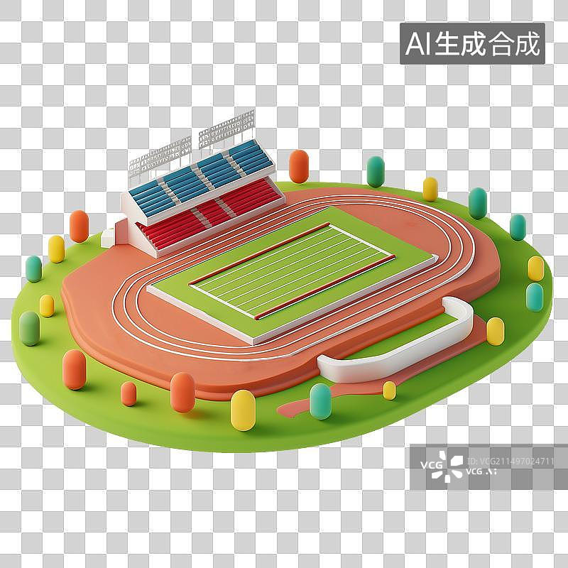 【AI数字艺术】3D卡通风格体育田径场元素图片素材