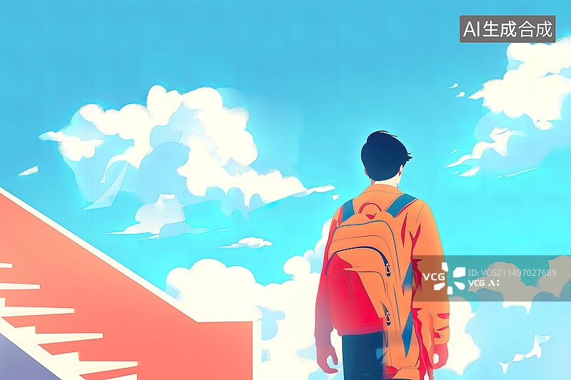【AI数字艺术】中国学生高考后的背影图片素材