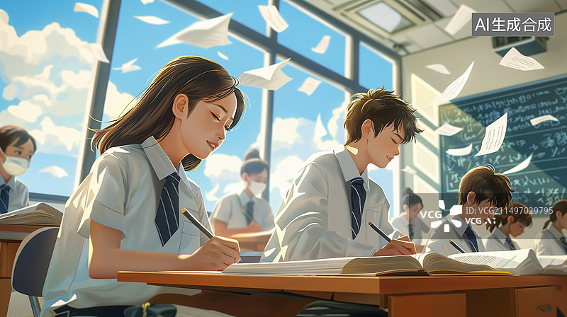 【AI数字艺术】高考题材，教室，考试，黑板图片素材