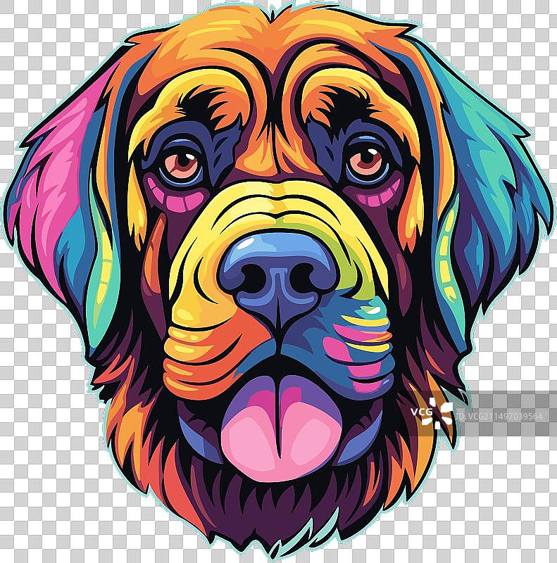 彩色卡通风格的可爱阿尔卑斯獒犬图片素材