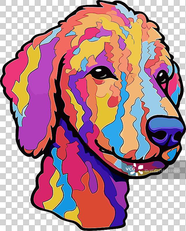 贝灵顿梗犬品种彩色卡通图片素材