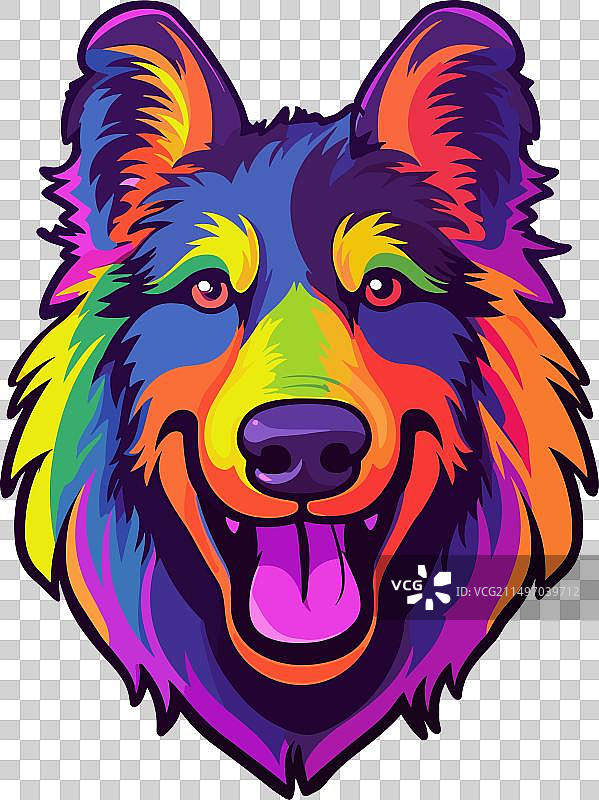 比利时牧羊犬品种彩色卡通图片素材