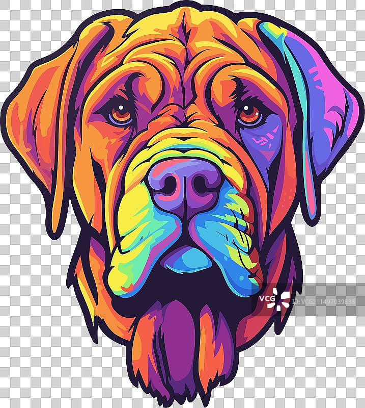 南非獒犬：彩色卡通形象图片素材