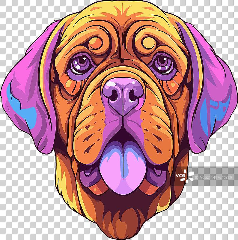 色彩斑斓的法国波尔多獒犬图片素材