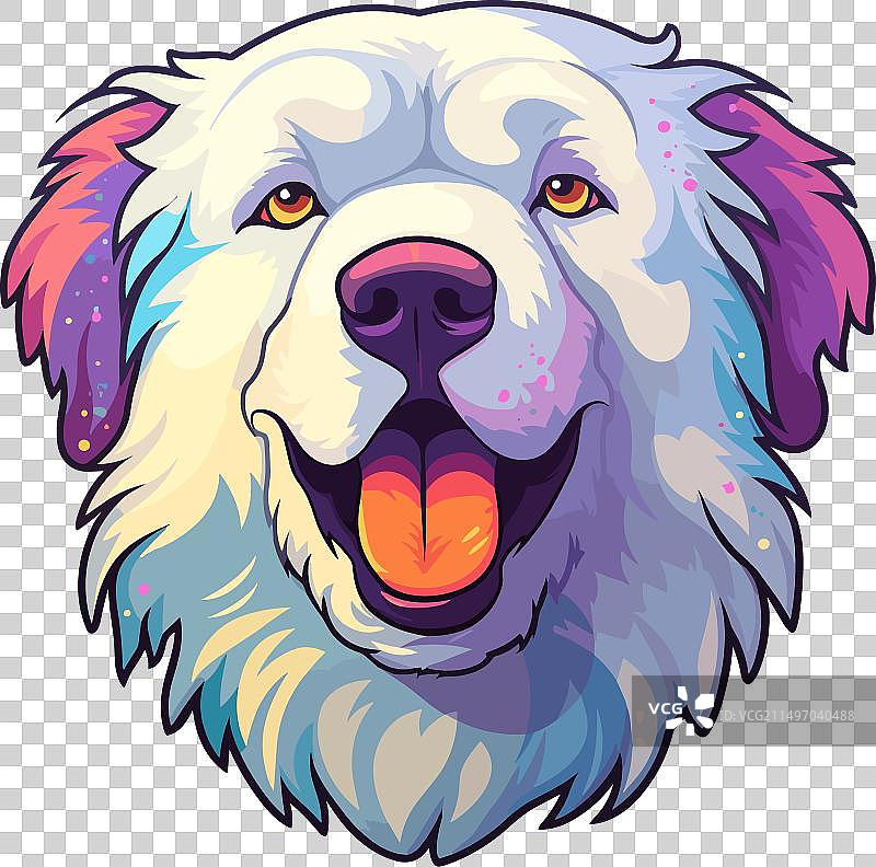 卡通可爱的彩色大白熊犬图片素材