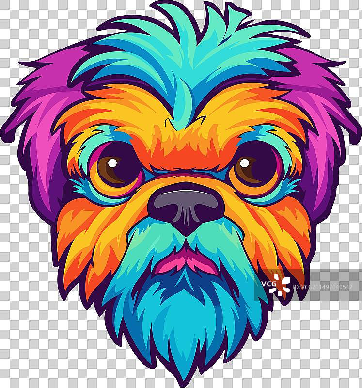 格里芬布鲁塞尔犬品种彩色卡通图片素材