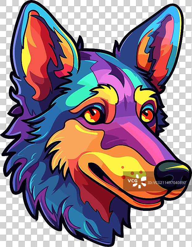 卡累利阿芬兰莱卡犬彩色卡通图片素材