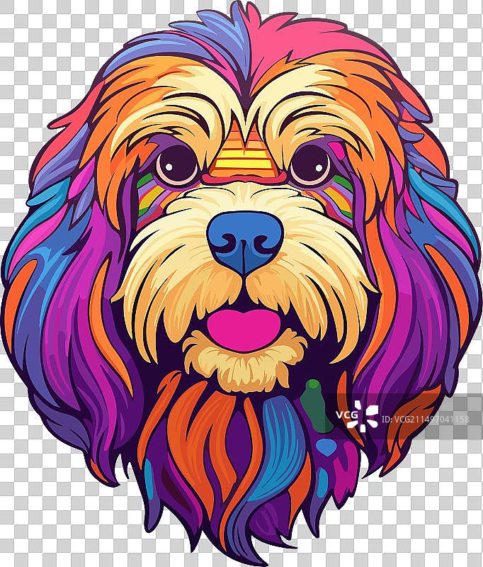 拉萨犬品种彩色卡通形象图片素材