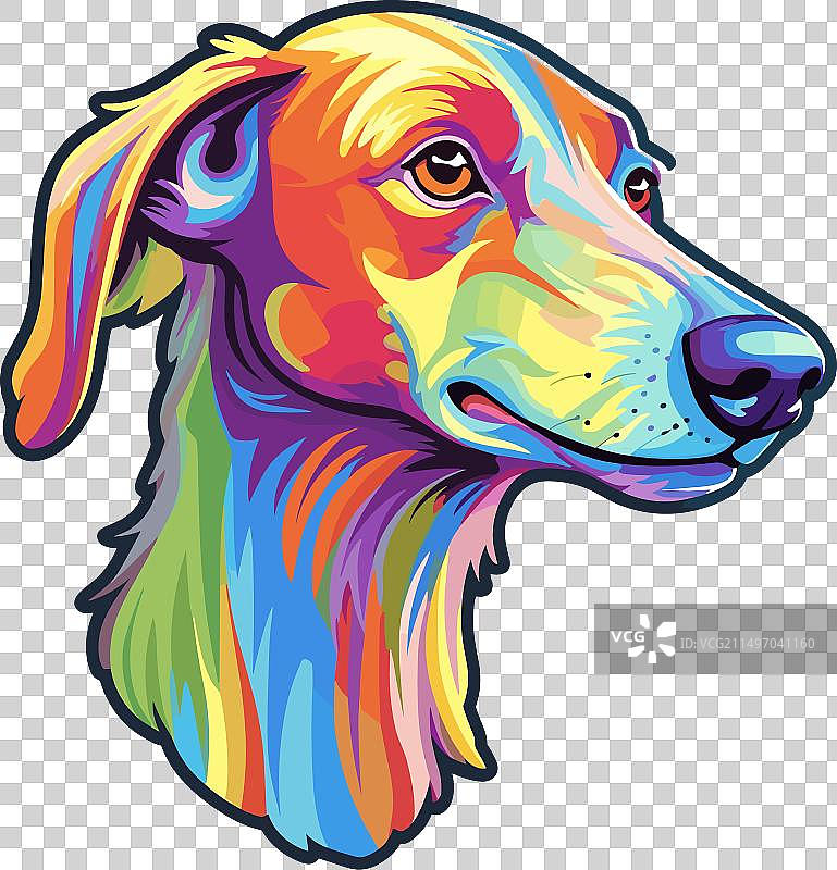 灵缇犬品种彩色卡通可爱图片素材