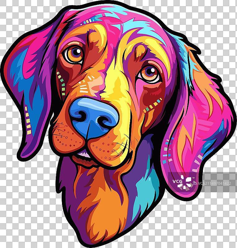 指示犬品种的彩色卡通形象图片素材