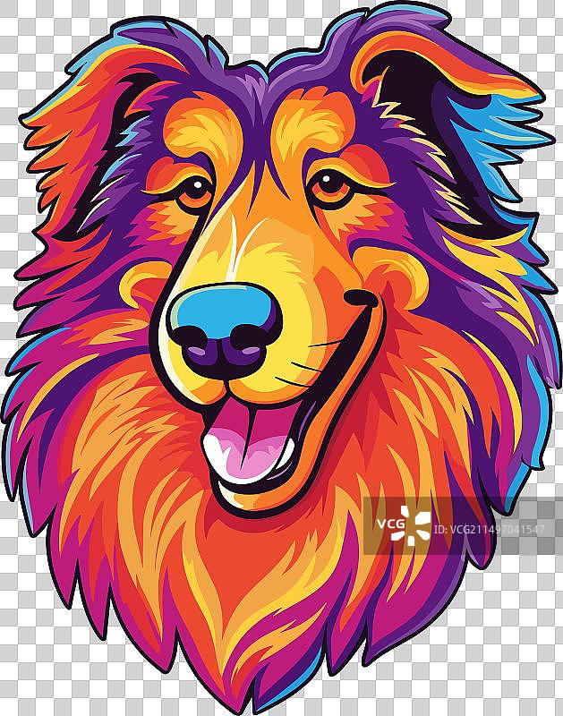 卡通风格的粗毛牧羊犬图片素材