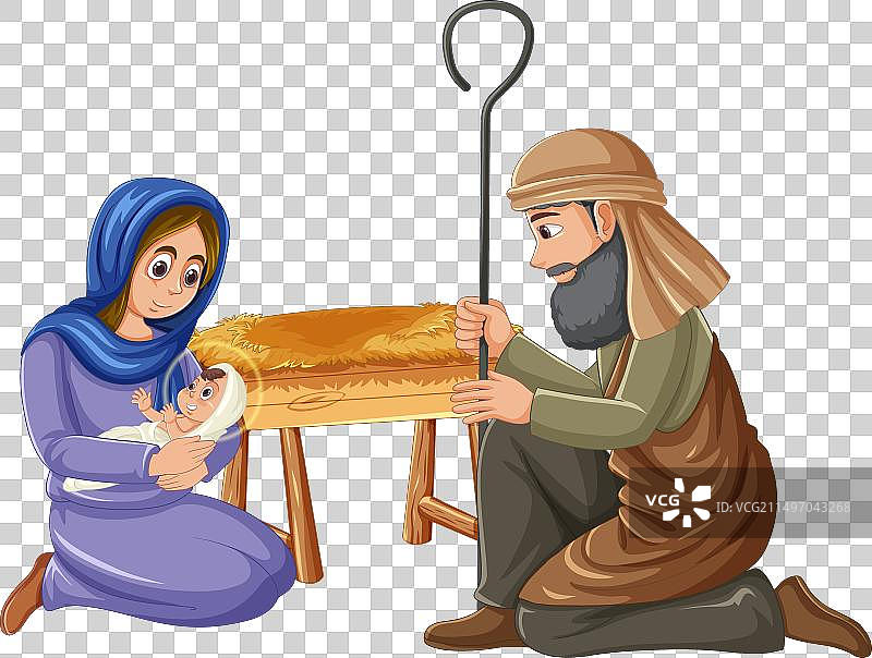 玛丽在约瑟夫的陪伴下生下耶稣图片素材