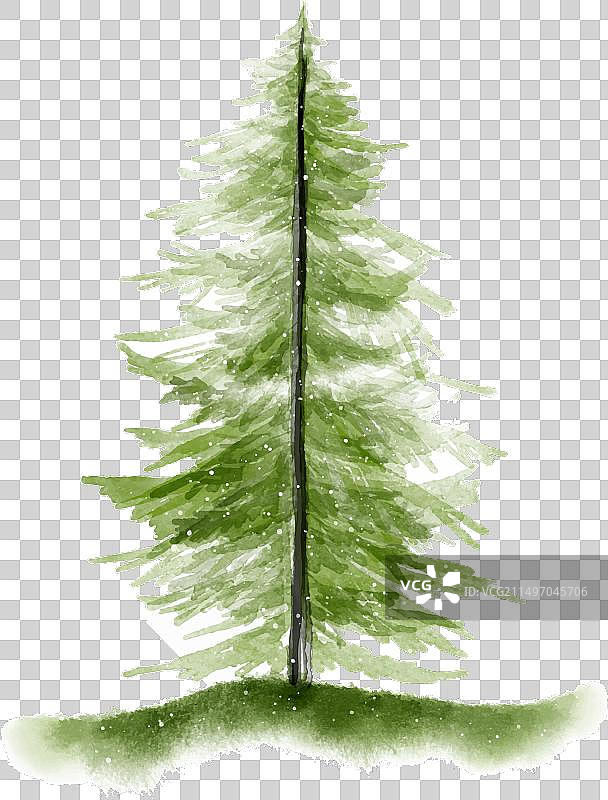 手绘水彩圣诞树图片素材