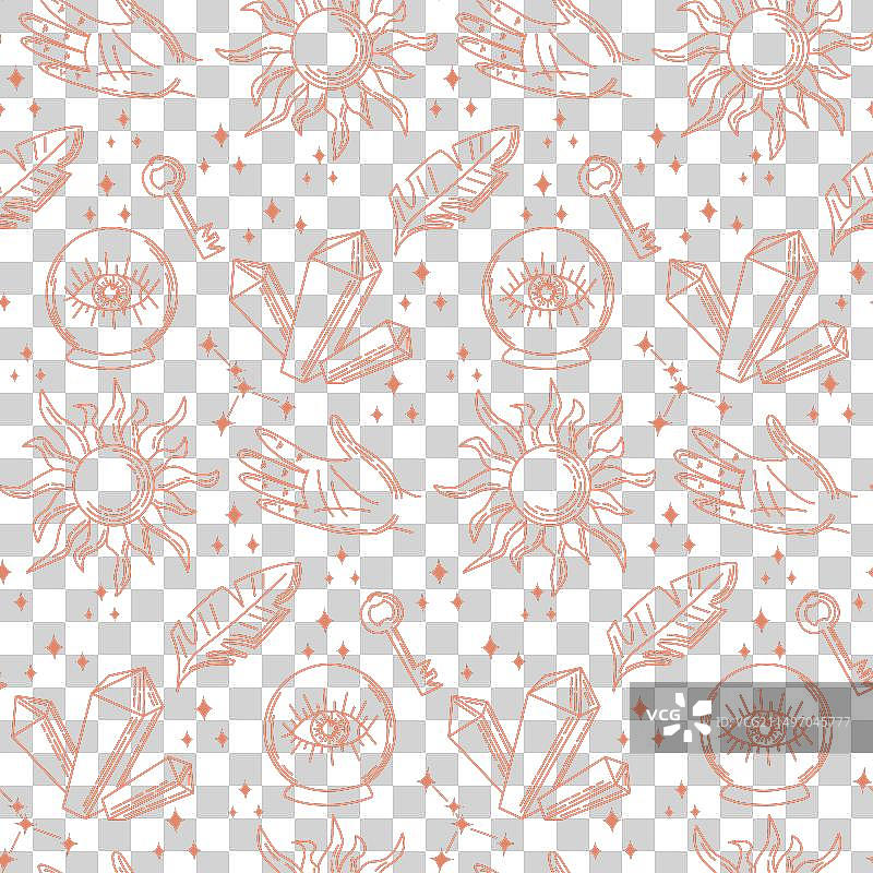 神秘魔法轮廓元素无缝图案图片素材