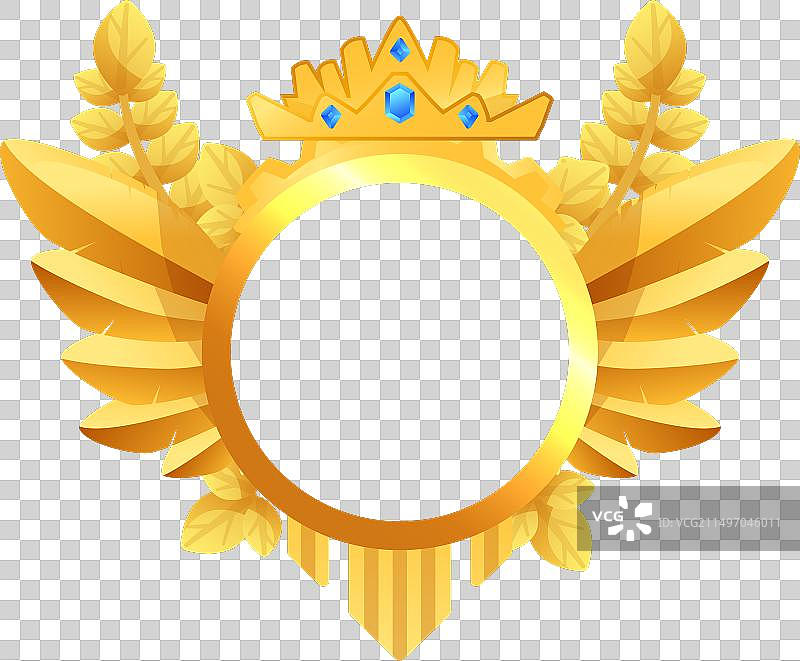 发光圆形金色奖牌，带光效和闪光图片素材