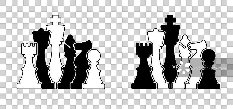 国际象棋棋子：城堡、马、主教、国王和王后图片素材