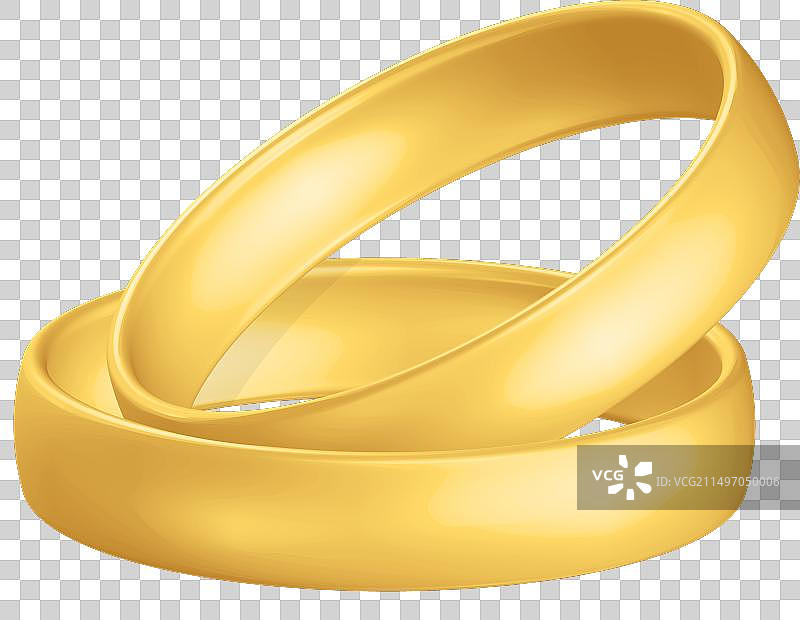 带有反射效果的金色逼真结婚戒指图片素材
