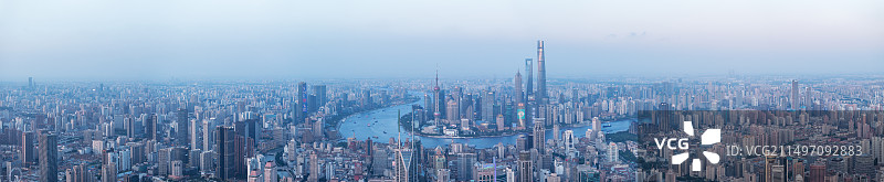 航拍上海浦西浦东全景图片素材