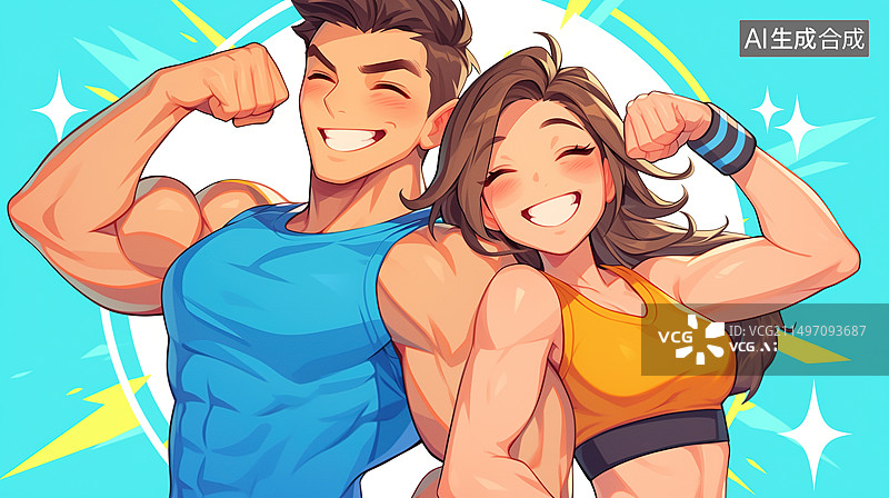 【AI数字艺术】跑步运动健身插画图片素材