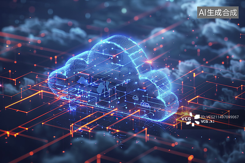 【AI数字艺术】云计算云存储技术概念背景图片素材
