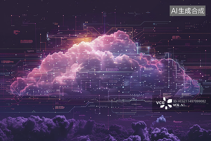 【AI数字艺术】云计算云存储技术概念背景图片素材