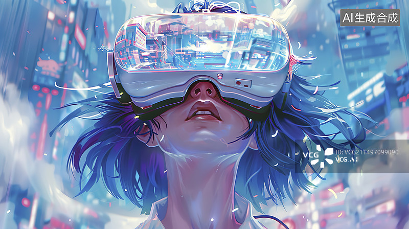 【AI数字艺术】元宇宙VR眼镜概念插图背景图片素材