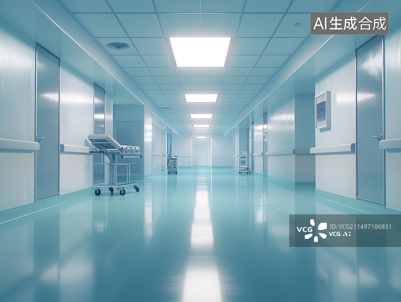 【AI数字艺术】白色现代建筑医院室内空间设计背景图片素材