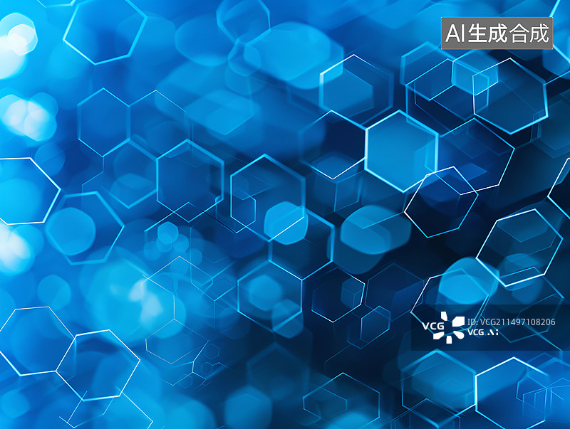 【AI数字艺术】六边形科技背景图片素材