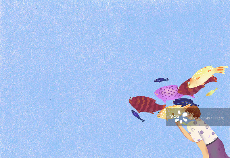 墙绘鱼群图片素材