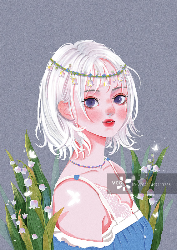 风铃花少女插画图片素材