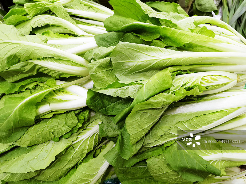 超市货架上销售的小青菜图片素材