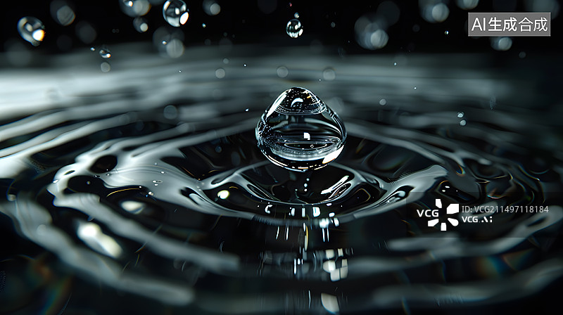 【AI数字艺术】水滴水花特写慢镜头图片素材
