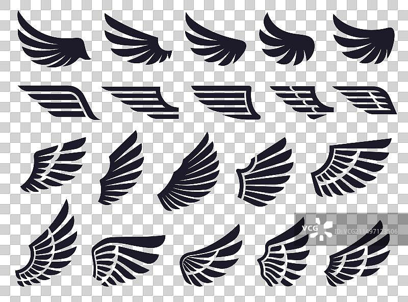 各种装饰翅膀图标集图片素材