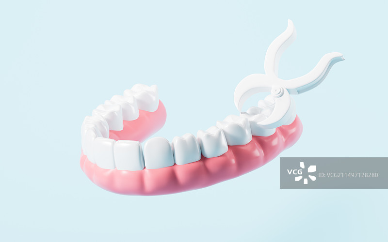 牙齿检查拔牙洗牙牙齿修复概念3D渲染图片素材