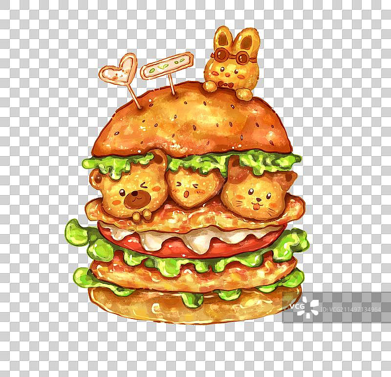 创意可爱诱人汉堡免扣元素图片素材