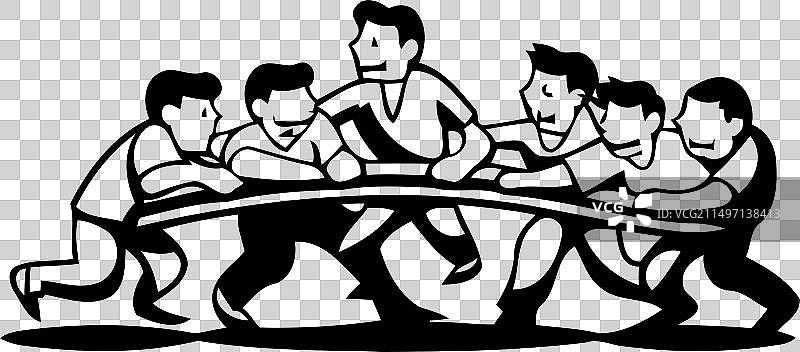 拔河比赛中的团队合作概念图片素材