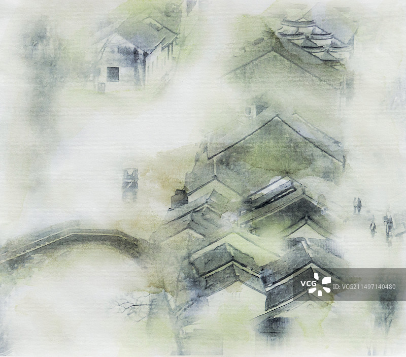 小桥流水人家图片素材