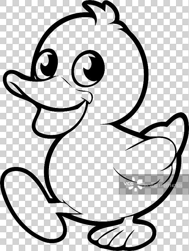 灰色背景上的可爱卡通鸭图片素材