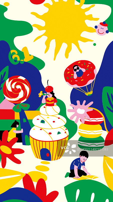 六一儿童节海报 儿童的甜品乐园图片素材