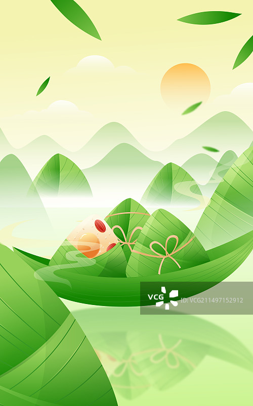 国风端午节包粽子赛龙舟矢量插画图片素材