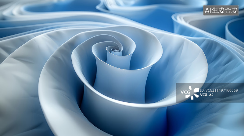 【AI数字艺术】蓝色科技感螺旋流动抽象背景图片素材