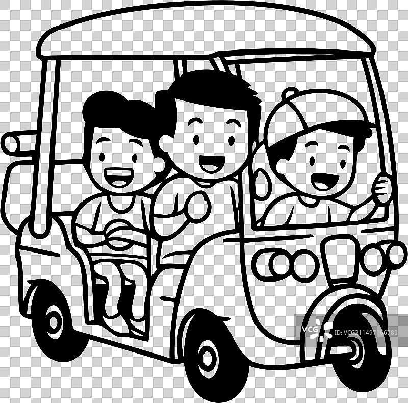 带司机的卡通嘟嘟车出租车图片素材