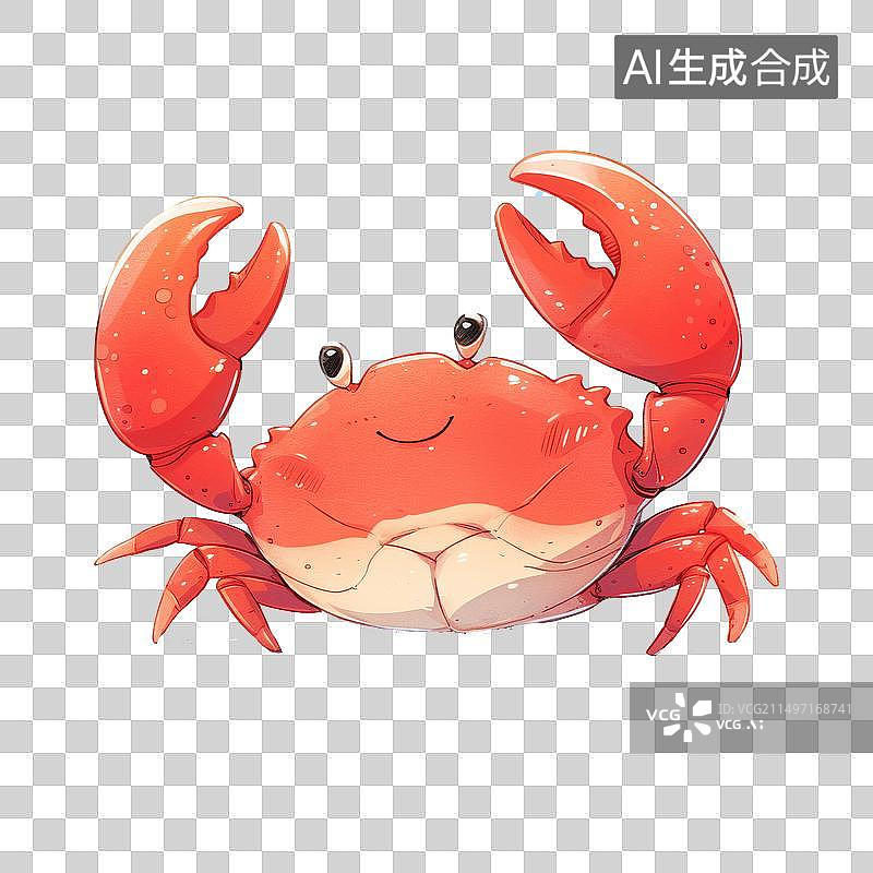 【AI数字艺术】一只插画风格的小螃蟹图片素材