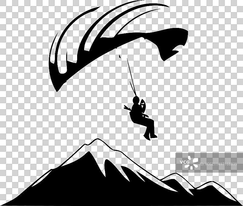 山脉上的滑翔伞图片素材